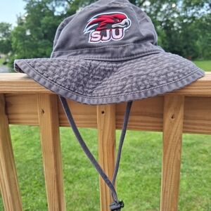 Legacy Gray and Red Bucket Hat with Embroidered Logo